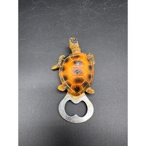 Vintage Sea Turtle Bottle Opener Resin Figurine Brown Tortoise Shell Nautical